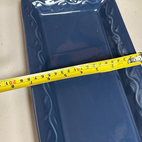 Vintage wrought iron stand holder with Appetizer Tray in cobalt blue - Picture 7 of 17